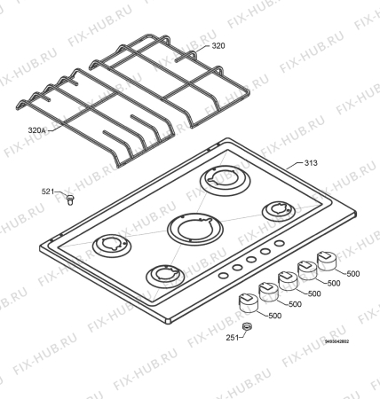 Взрыв-схема плиты (духовки) Electrolux EHG7804X - Схема узла Hob 271